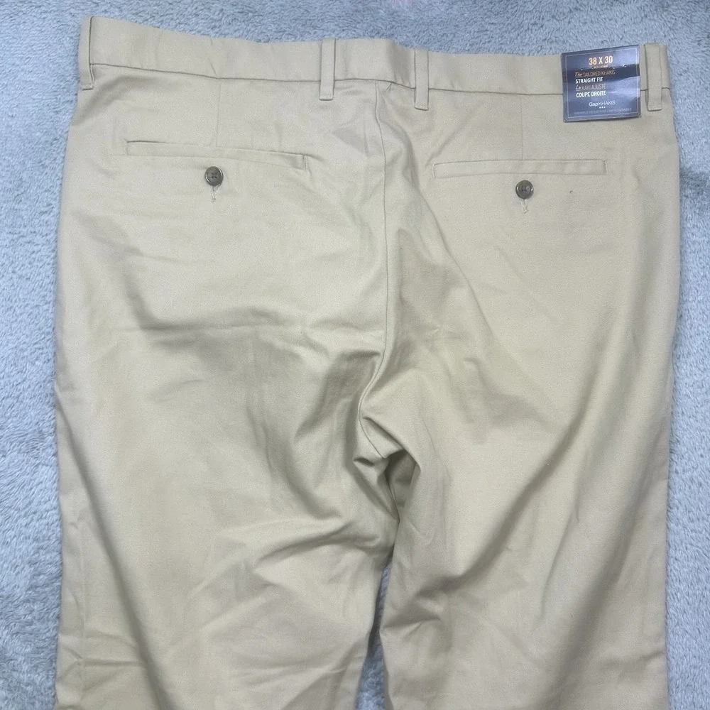 GAP Pants Men's 38x30 Tailored Khakis Chinos Straight Cotton Flat‎ Front NEW